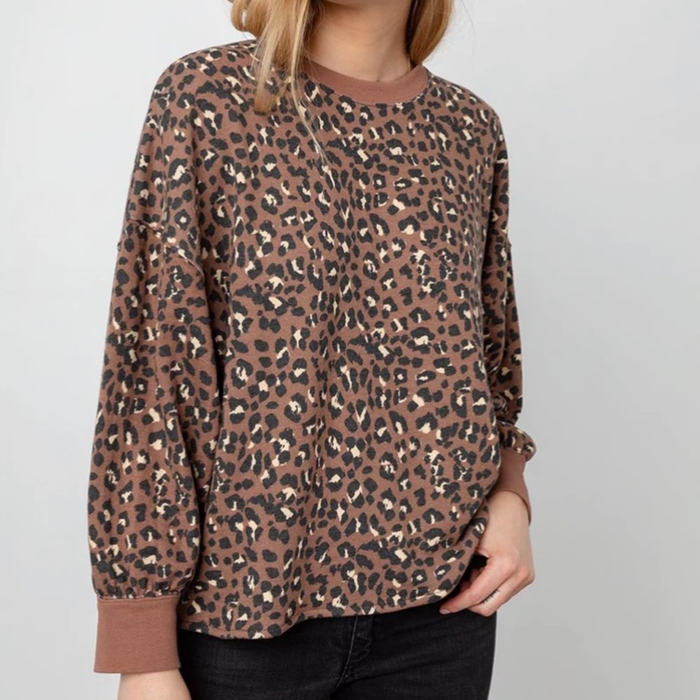 Rails Tan Leopard Print Reeves Sweatshirt Sweater